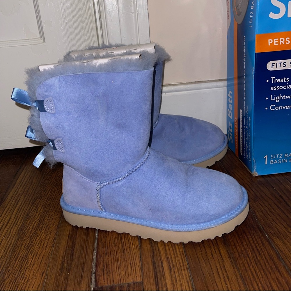 Baby blue Bailey bow UGGS